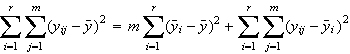 Quadratsummenzerlegung einfache Varianzanalyse als Formel