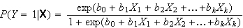 Logistische Regression, ausgedrückt in P(Y=1)
