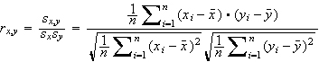 Formel Pearson-Korrelation: r = Kovarianz von X und Y, dividiert durch das Produkt der Standardabweichungen der beiden Variablen